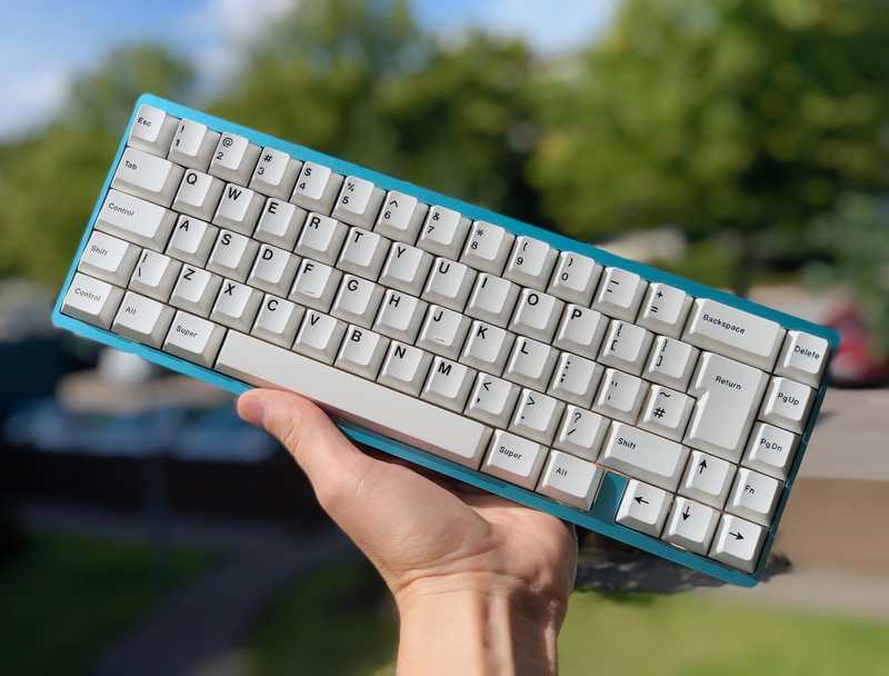 Keyboard with a blurred nature background