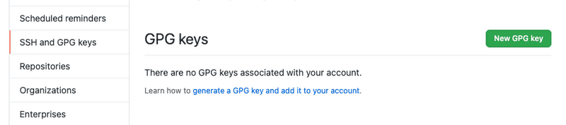 Add a new GPG key on GitHub